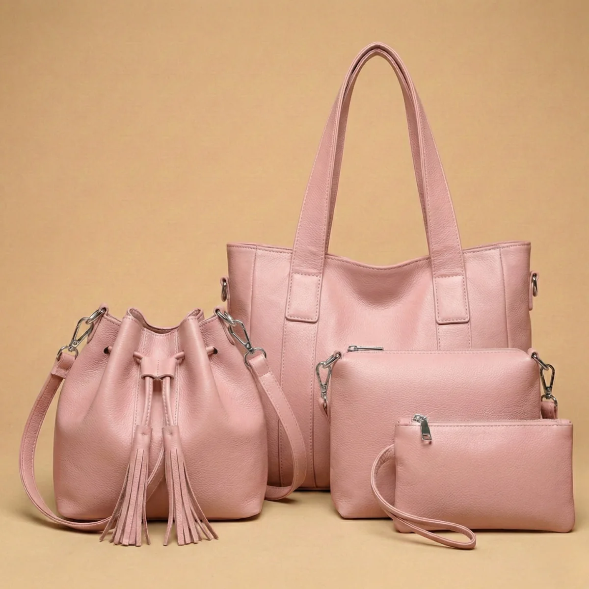 Leve 4 Pague 1: Kit Bolsa Feminina de Couro Legítimo + Brinde Exclusivo - Image 5